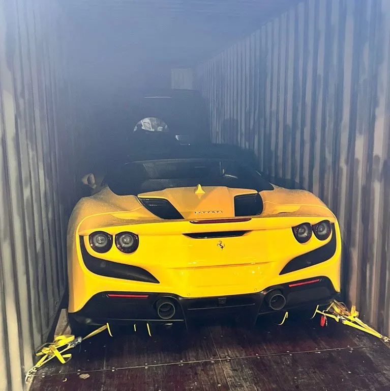 Sports car in container